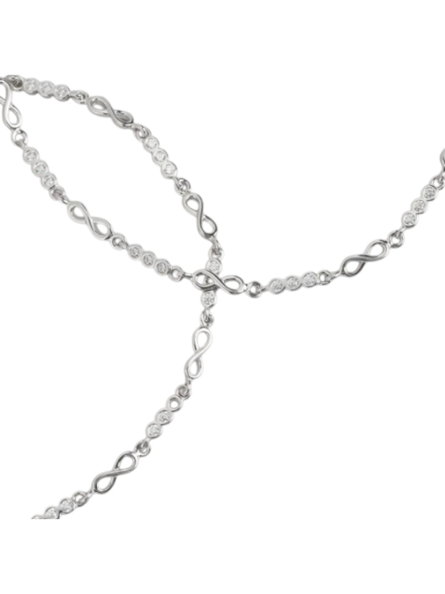 Infinity Cubic Zirconia Rhodium Plated 925 Sterling Silver Anklet By Kesardeep Impex For Women